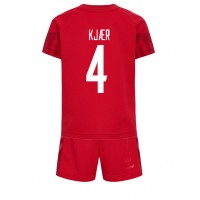 Camisa de time de futebol Dinamarca Simon Kjaer #4 Replicas 1º Equipamento Infantil Mundo 2022 Manga Curta (+ Calças curtas)